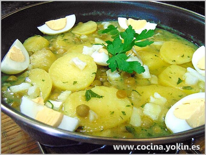 POTATOES IN GREEN SAUCE - Very simple dish that is based cooking potato but is infinitely rich with the flavor of the fish added.